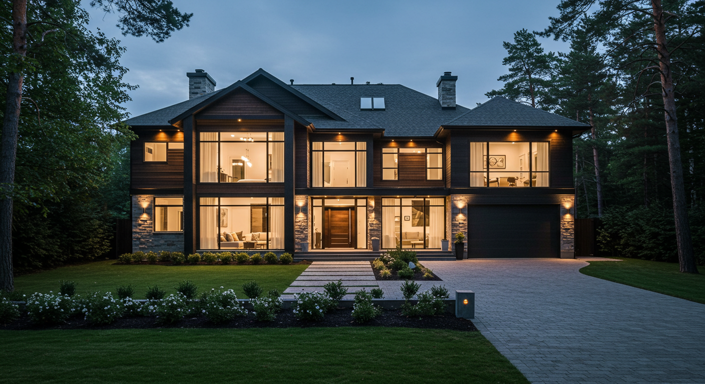 Luxury Modern House at Dusk